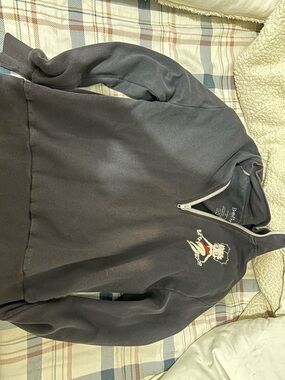 Betty Boop Black Zip-Up Hoodie with White Trim and Red Accent